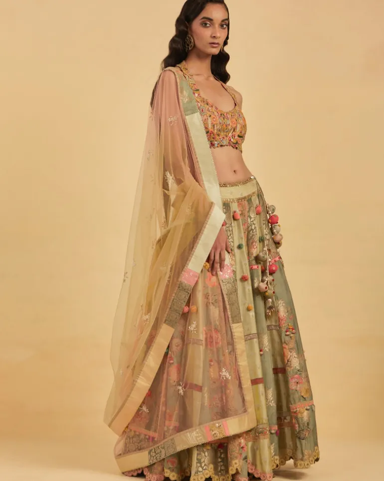 Green Silk Lehenga Set