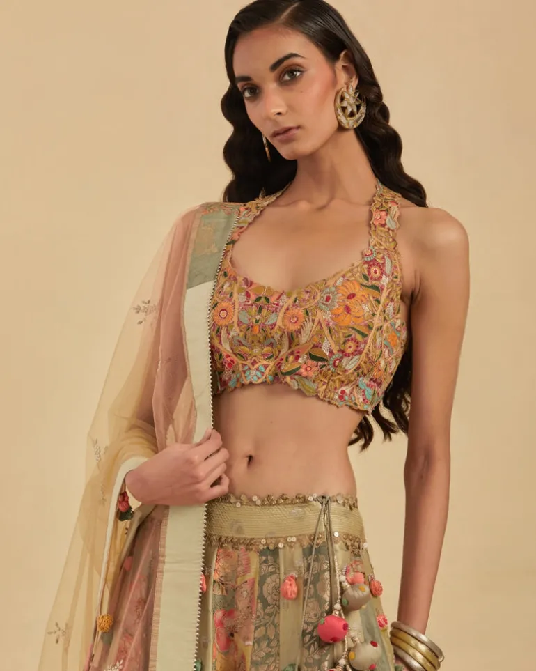Green Silk Lehenga Set