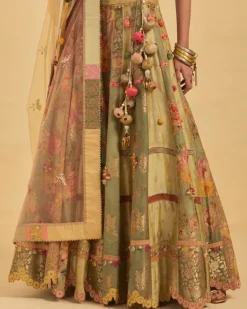 Green Silk Lehenga Set