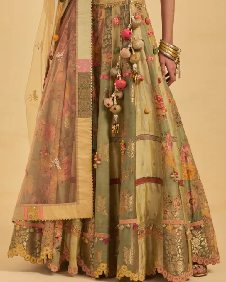 Green Silk Lehenga Set
