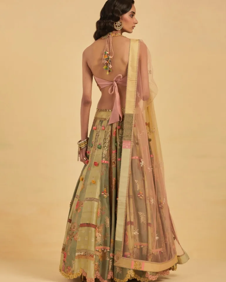 Green Silk Lehenga Set