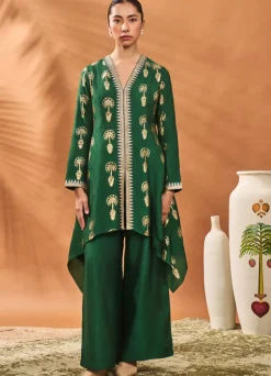 Green Traveller'S Palm Tunic Set