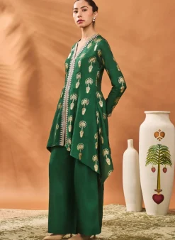 Green Traveller'S Palm Tunic Set
