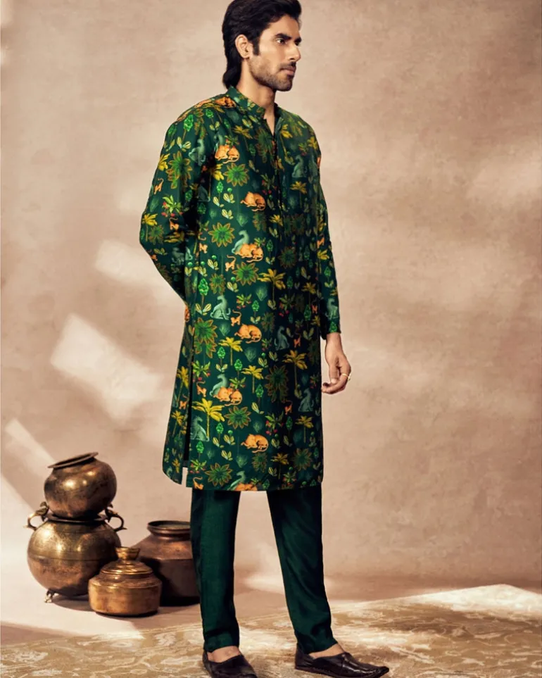 Green Tropical Rhapsody Kurta Set