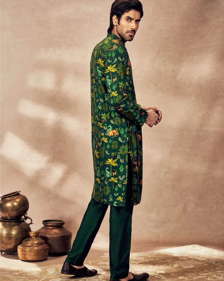 Green Tropical Rhapsody Kurta Set