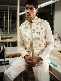 Green Vaana Open Bandi With Matching Kurta Pajama Set