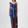 Green-Teal Watercolor Strata Sari Set