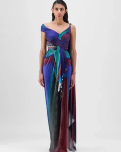 Green-Teal Watercolor Strata Sari Set