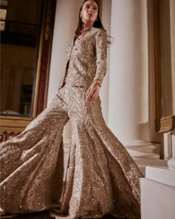 Grey Amor Jacket And Sharara Set