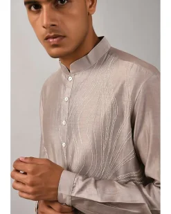 Grey & Ivory Embroidered Kurta Set