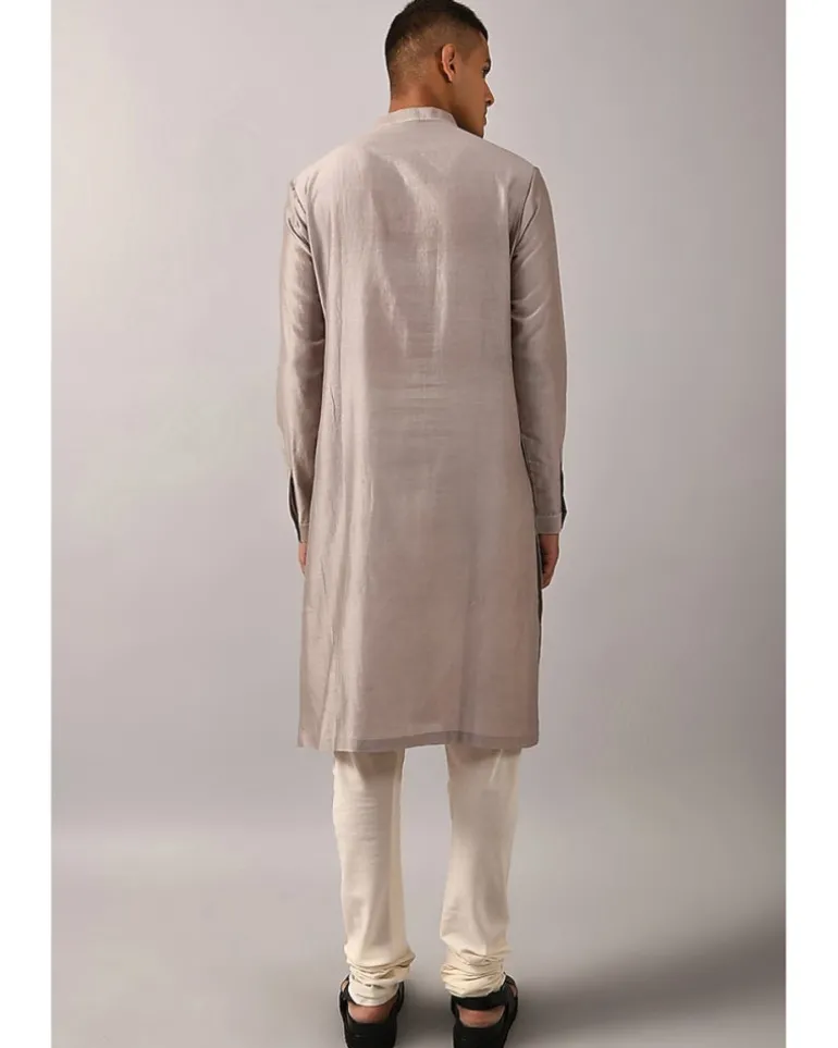 Grey & Ivory Embroidered Kurta Set