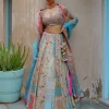 Grey & Turquoise Lehenga Set