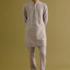 Grey Dori Embroidered Kurta Set