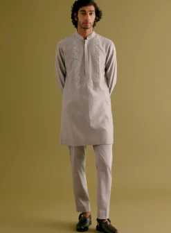 Grey Dori Embroidered Kurta Set