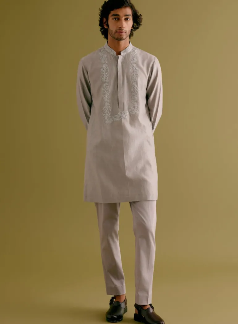 Grey Dori Embroidered Kurta Set