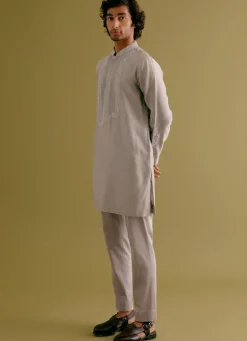 Grey Dori Embroidered Kurta Set