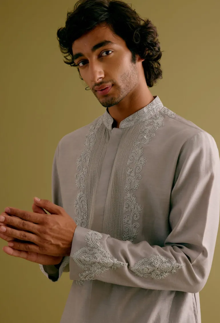 Grey Dori Embroidered Kurta Set