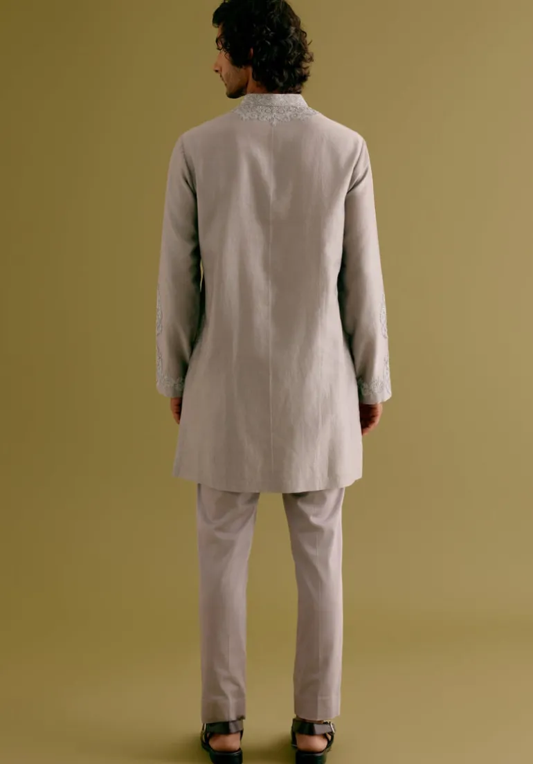 Grey Dori Embroidered Kurta Set