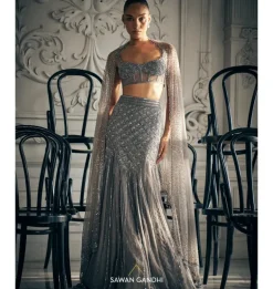 Grey Fishcut Lehenga Set