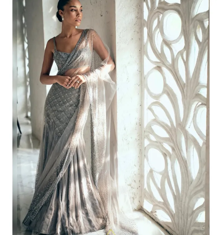 Grey Fishcut Lehenga Set
