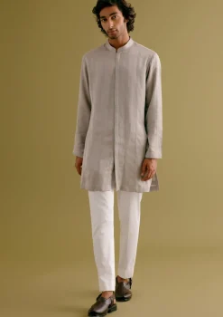 Grey Front-Open Kurta Set