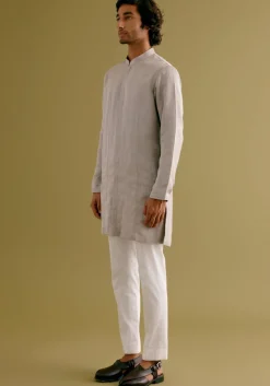 Grey Front-Open Kurta Set