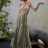 Grey Green Cape Lehenga Set