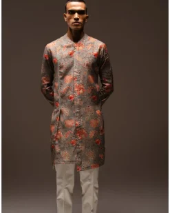 Grey Hamdard Long Kurta Pyjama Set