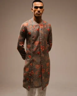 Grey Hamdard Long Kurta Pyjama Set