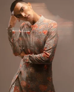 Grey Hamdard Long Kurta Pyjama Set