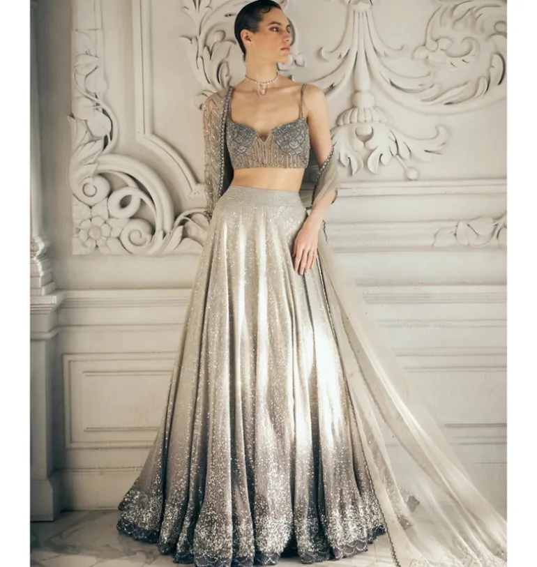 Grey Ombre Sequins Lehenga Set