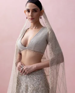 Grey Zoya 3D Embroidery Lehenga Set