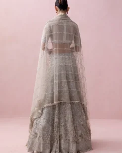 Grey Zoya 3D Embroidery Lehenga Set
