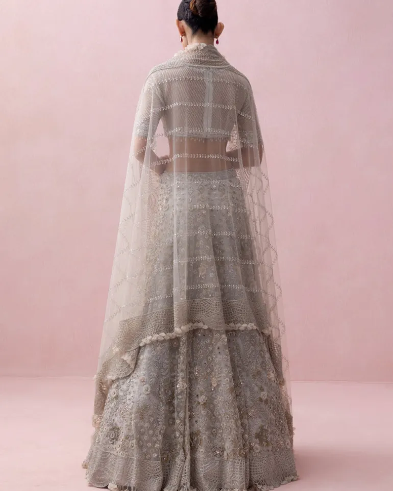 Grey Zoya 3D Embroidery Lehenga Set