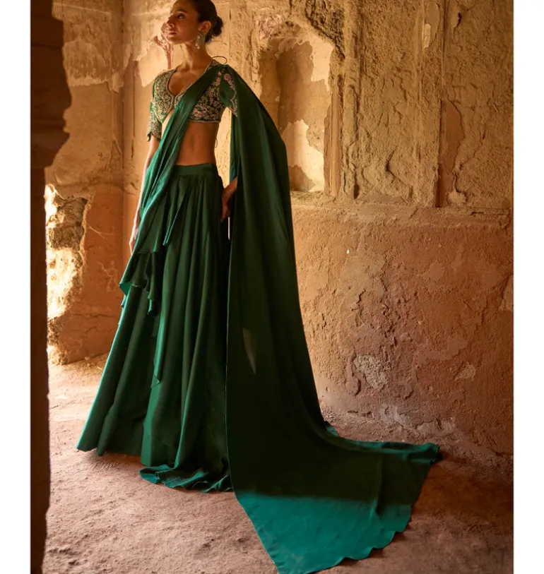 Gulbargh Pre-Draped Sari Set