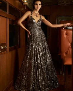 Gun Metal Sequin Gown