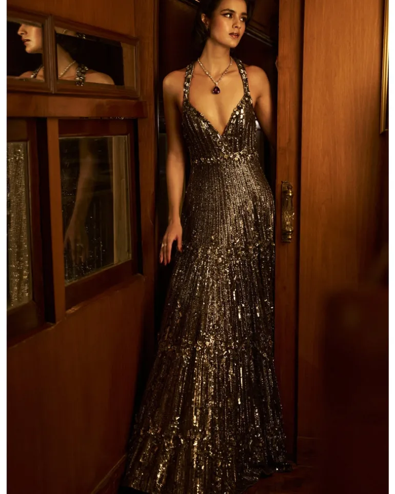 Gun Metal Sequin Gown