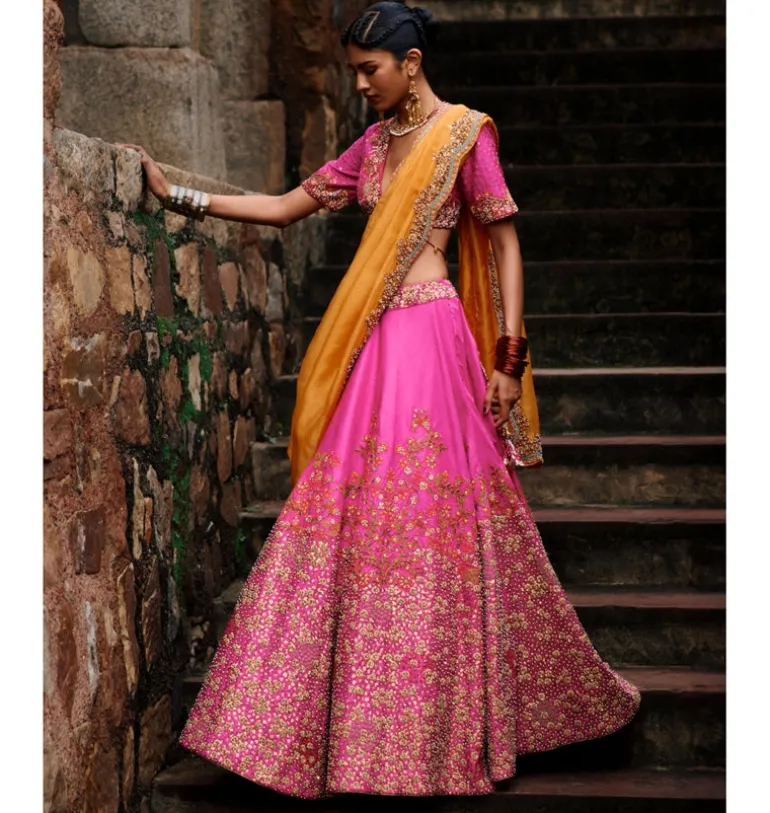 Gutha Phool Lehenga Set