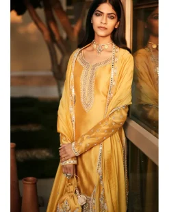 Haldi Yellow Coastal Mogra Sharara Set