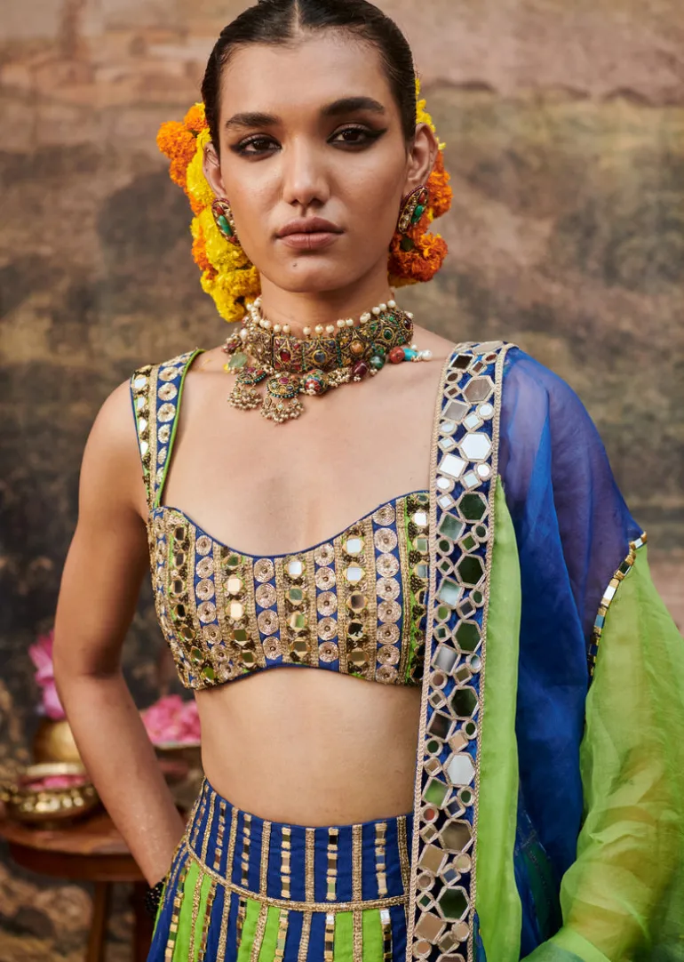 Hari Neel Lehenga Set