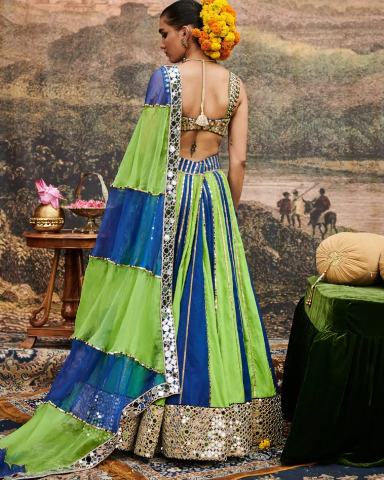 Hari Neel Lehenga Set