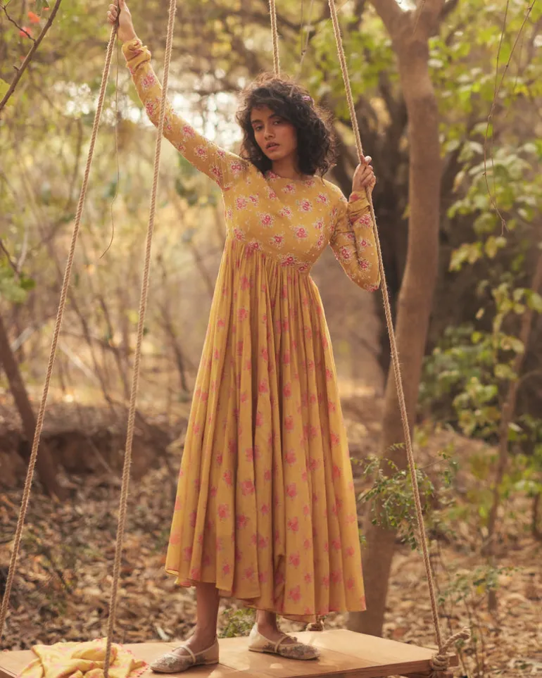 Harlow Yellow Anarkali Set