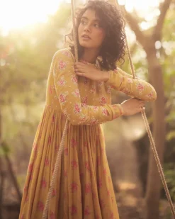 Harlow Yellow Anarkali Set