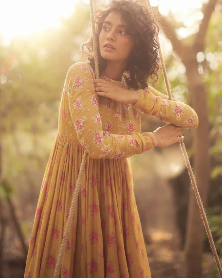 Harlow Yellow Anarkali Set