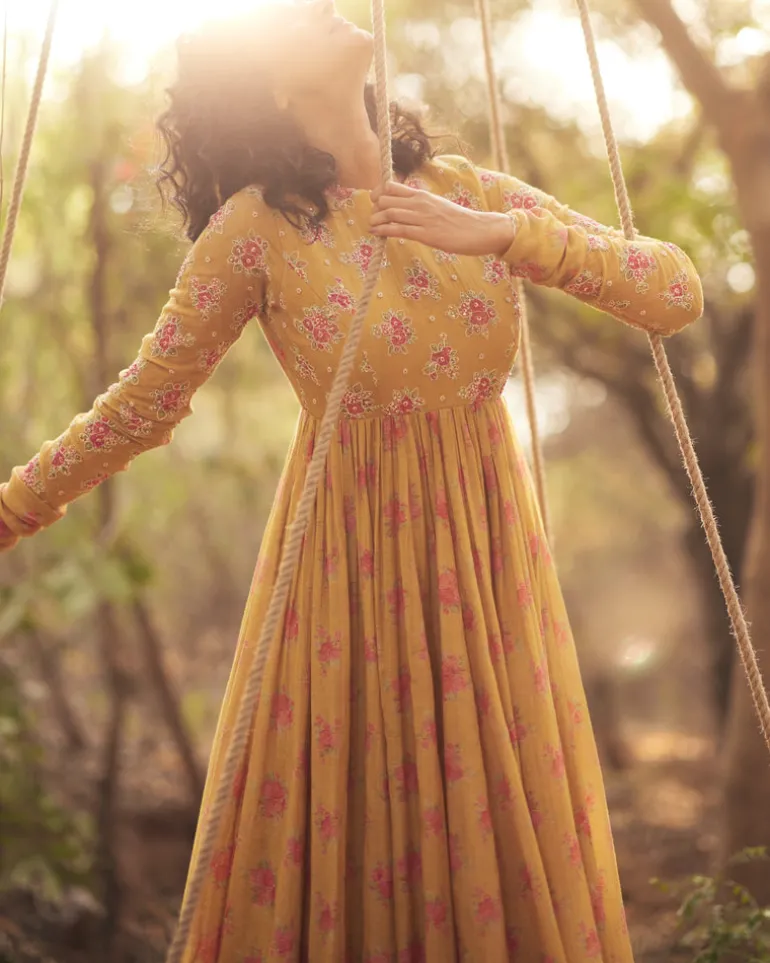 Harlow Yellow Anarkali Set