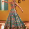 Hawaiian Teal Embroidered Corset Gown