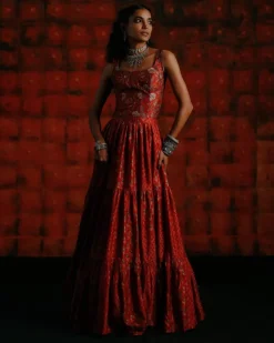 Hazel Brick Red Skirt Set