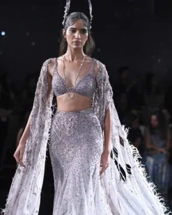 Hestia Shimmer Tulle Crystalline Skirt And Choli Set