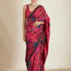 Hot Pink Floral Sari Set