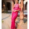Hot Pink Organza Sari Set